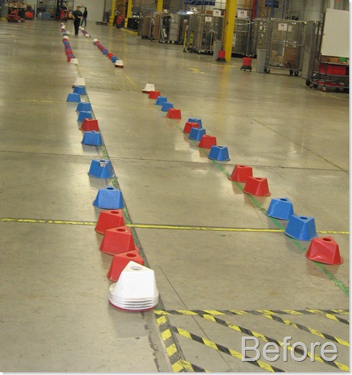 Warehouse walking path with inadequate safety measures